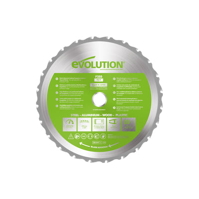 Evolution 255mm Mehrzweckschneidklinge mit 24 Zähnen, TCT-Gehrungssägeblatt