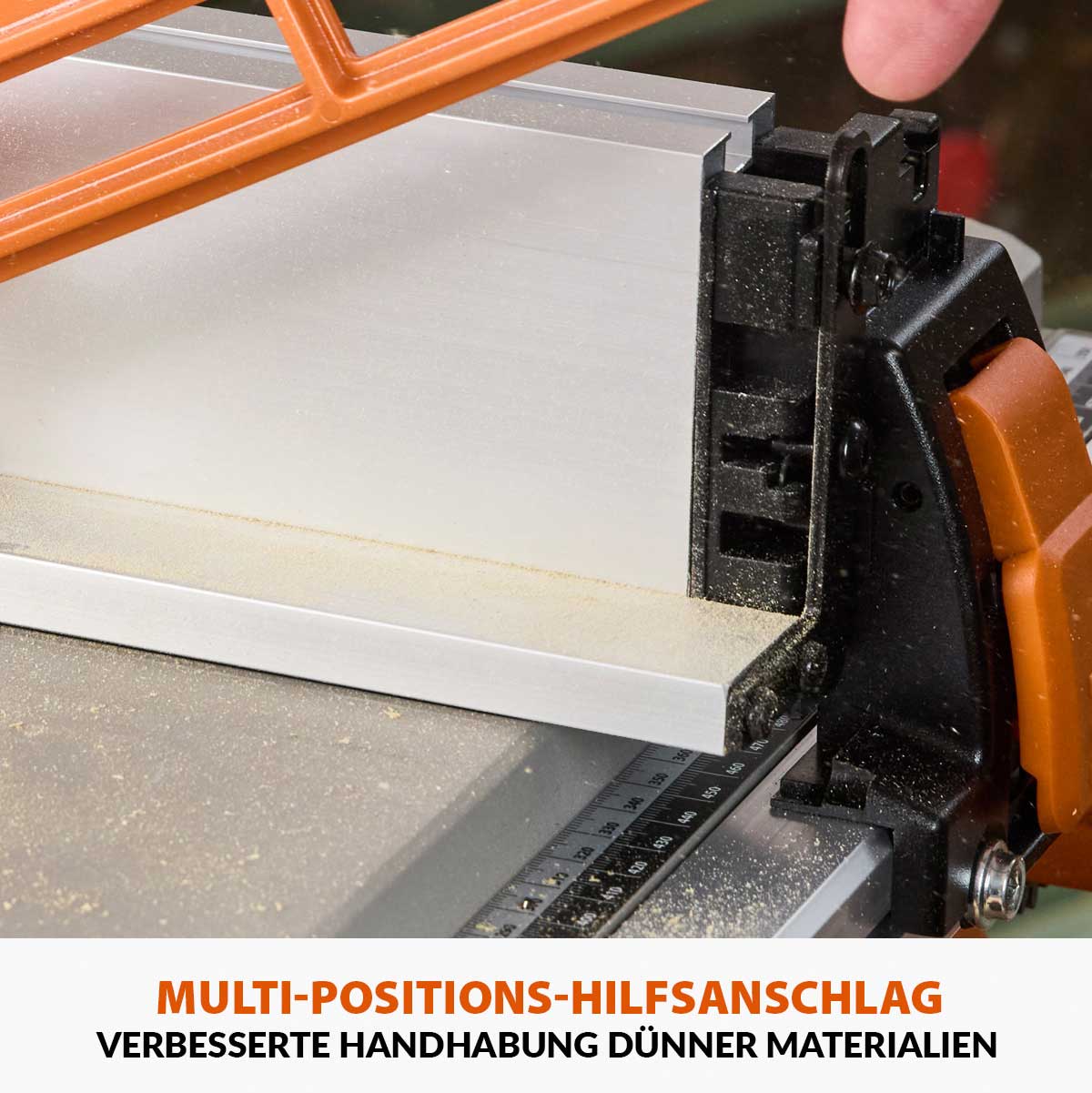 Evolution R255TBL+, die nächste Generation der tragbaren Tischsäge (230 V, 255 mm) mit TCT-Multimaterialsägeblatt