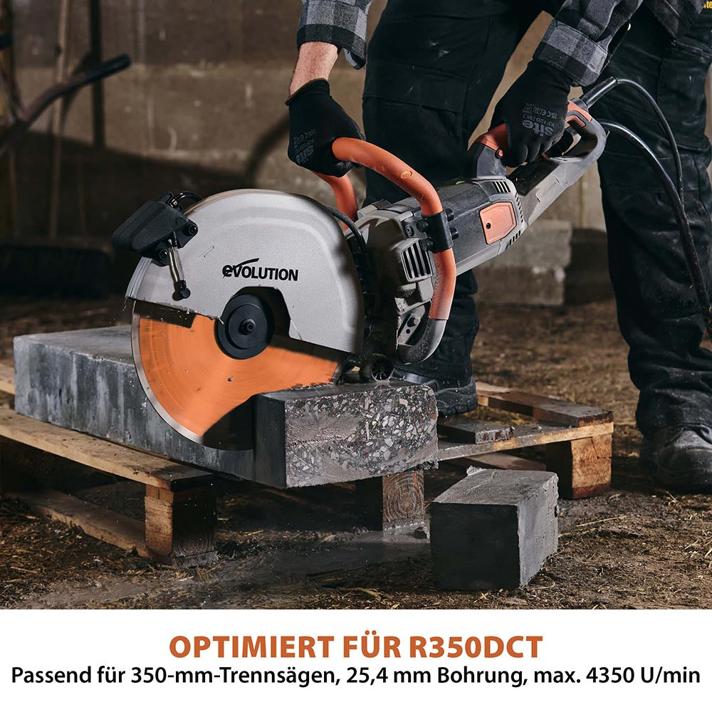 Evolution 350mm Premium-Diamantscheibe mit hoher Diamantkonzentration, segmentierter Rand Betonsägeblatt
