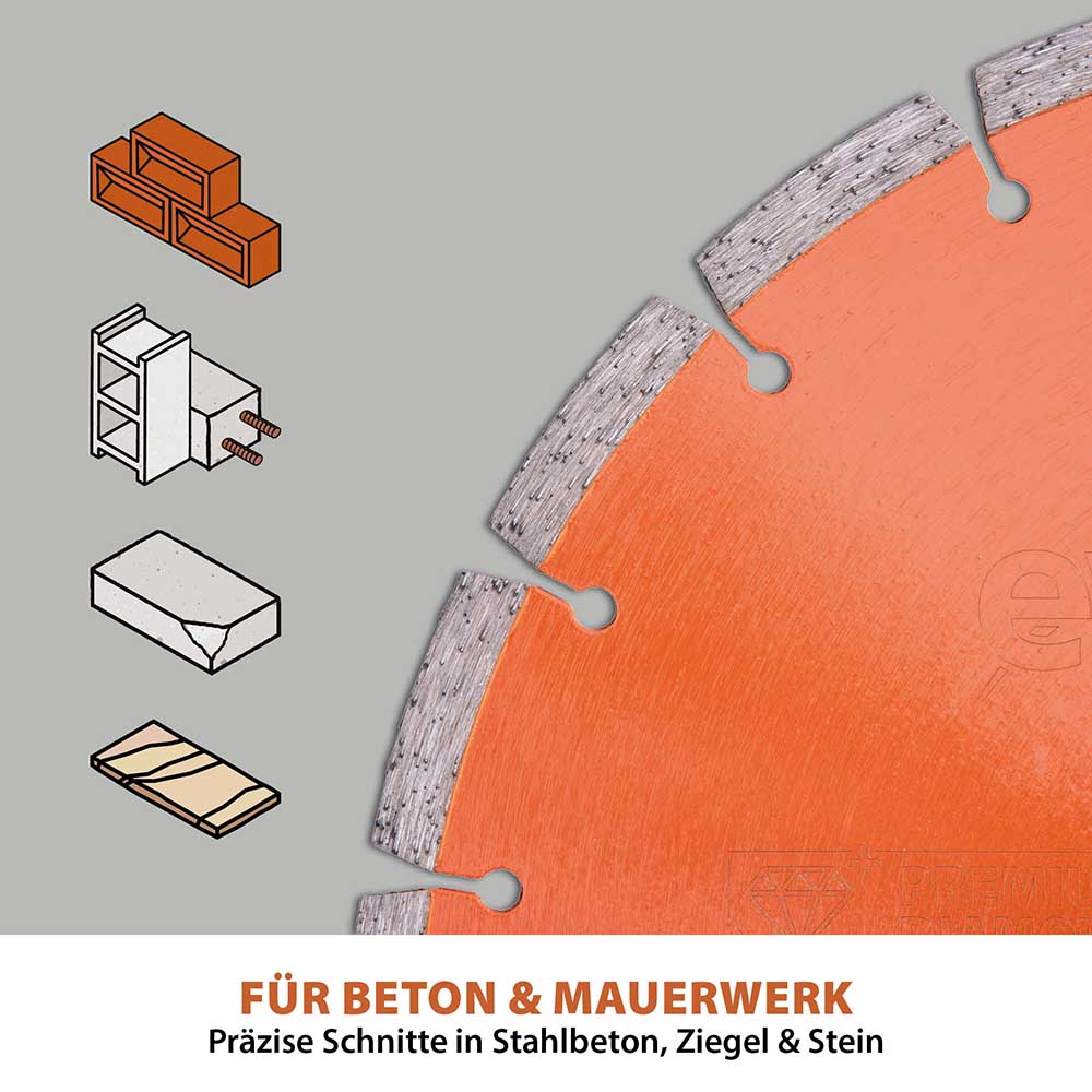 Evolution 350mm Premium-Diamantscheibe mit hoher Diamantkonzentration, segmentierter Rand Betonsägeblatt