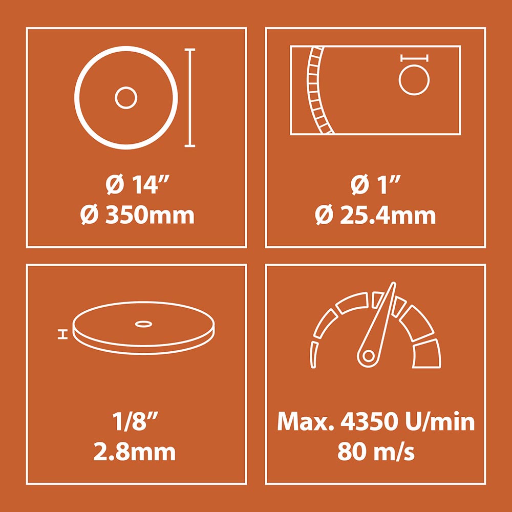 Evolution 350mm Premium-Diamantscheibe mit hoher Diamantkonzentration, segmentierter Rand Betonsägeblatt