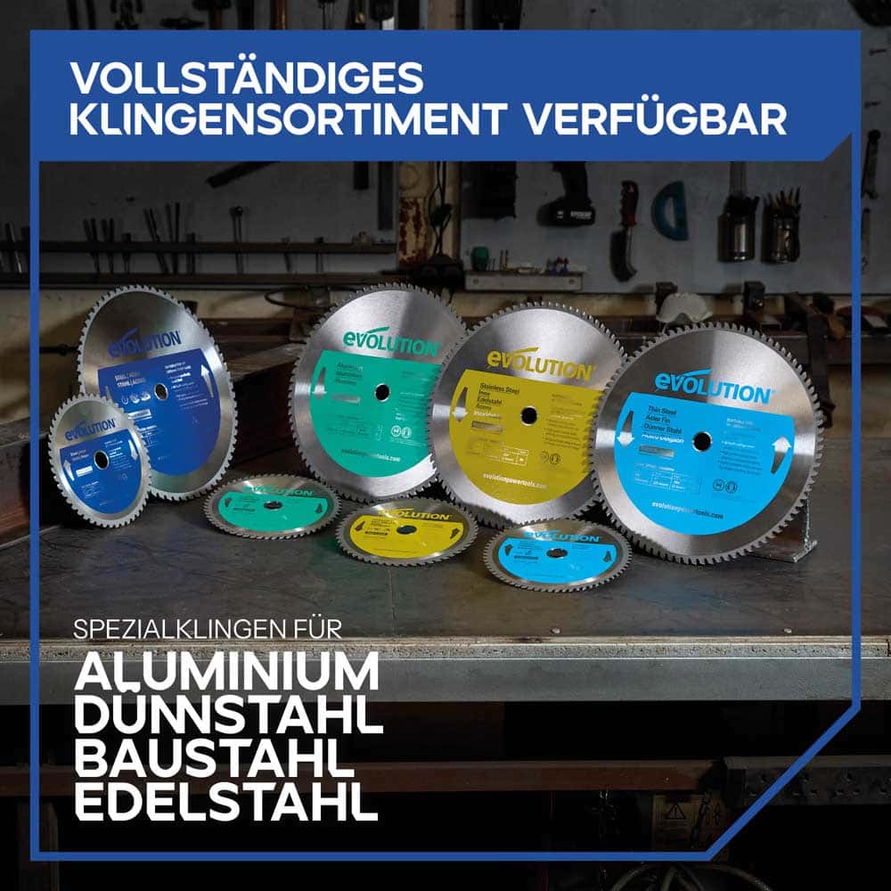 Evolution 165 mm Weichstahl-Sägeblatt, optimiert für Akku-Werkzeuge – 40T Stahl-Sägeblatt