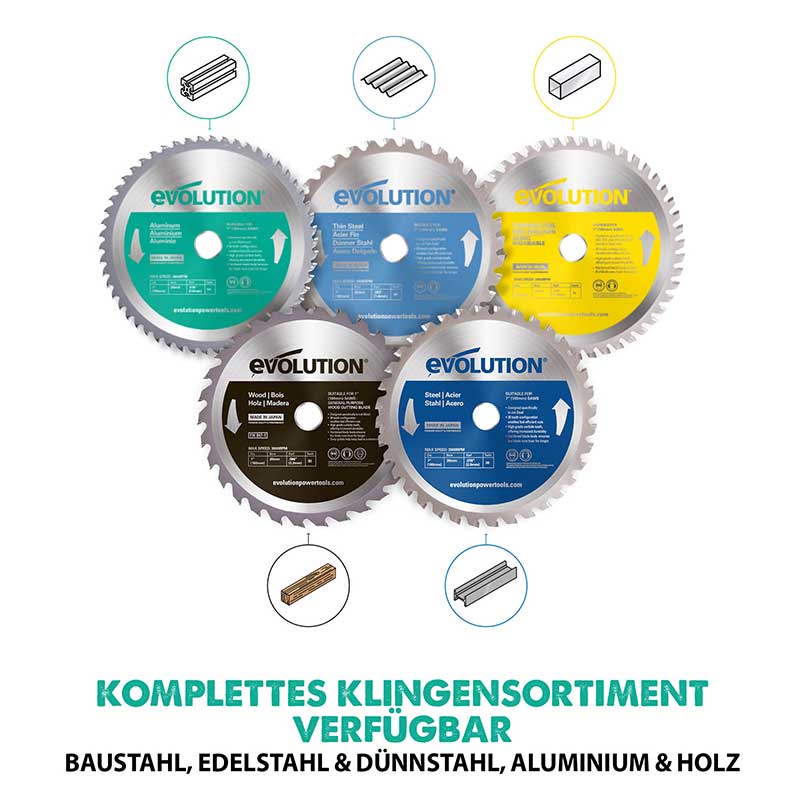 Evolution 185mm Aluminiumschneidklinge mit 60 Zähnen, TCT-Gehrungssägeblatt