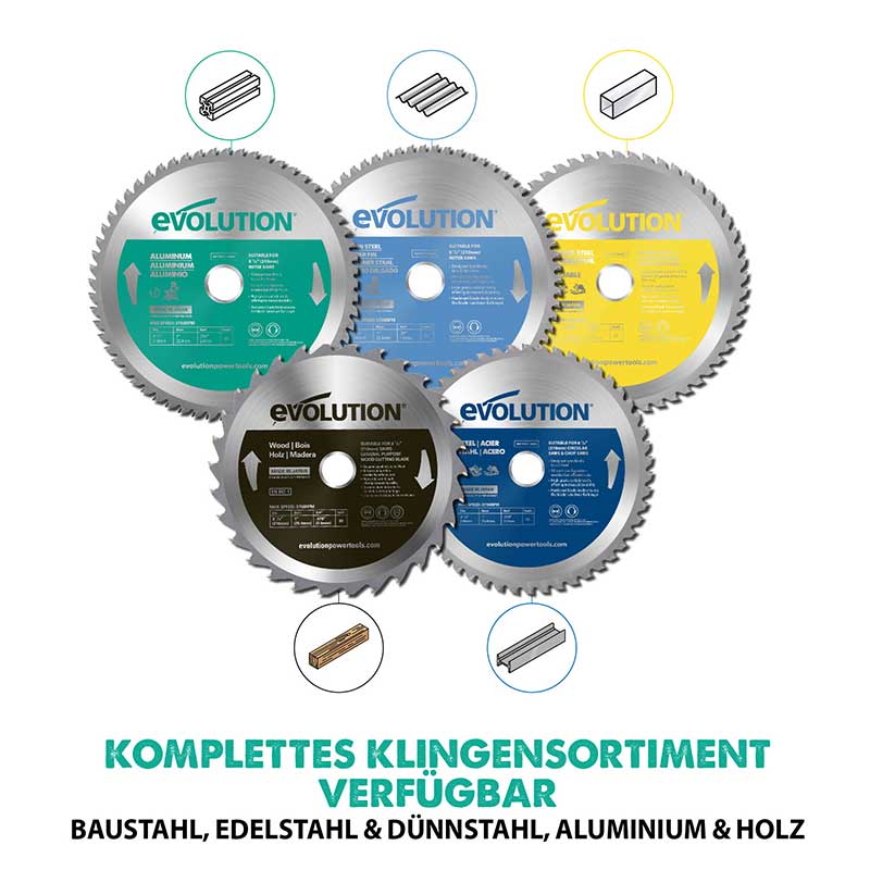 Evolution 210mm Aluminiumschneidklinge mit 60 Zähnen, TCT-Kreissägeblatt