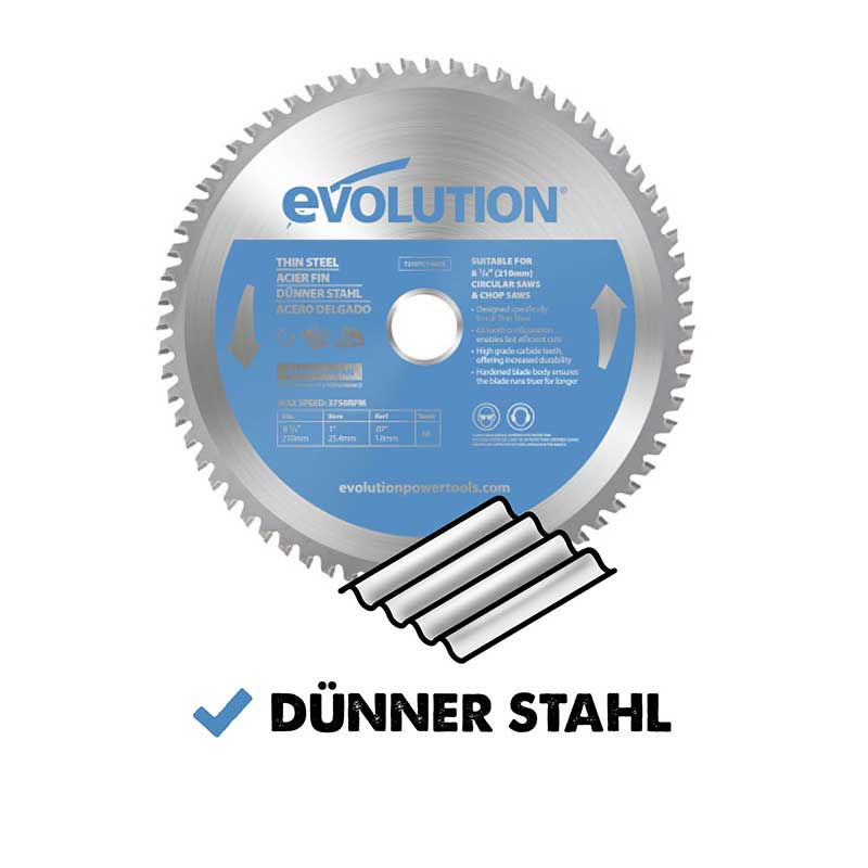 Evolution 210mm dünnstahlschneidendes 68-Zahn-TCT-Gehrungssägeblatt