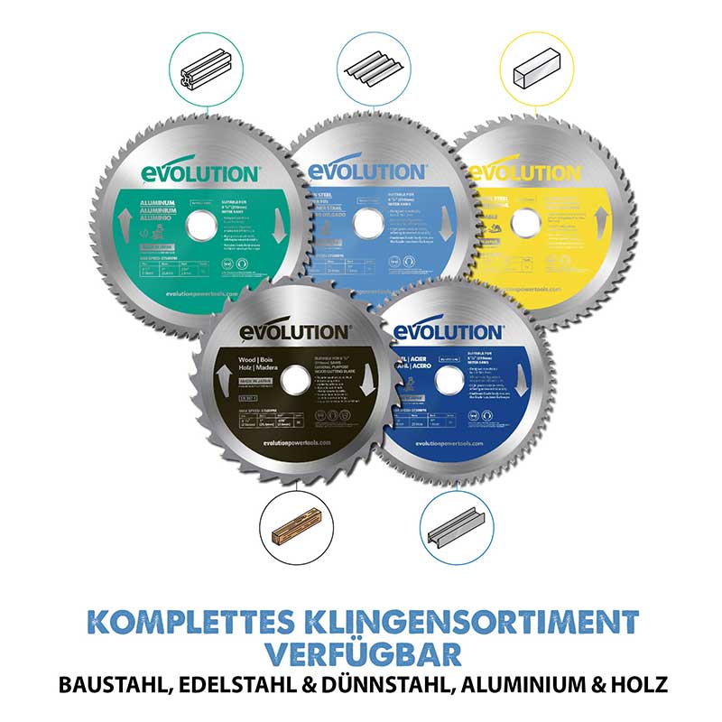 Evolution 210mm dünnstahlschneidendes 68-Zahn-TCT-Gehrungssägeblatt
