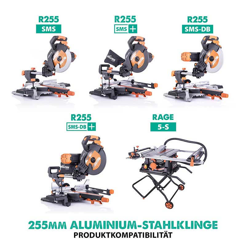 Evolution 255mm Aluminiumschneidklinge mit 80 Zähnen, TCT-Gehrungssägeblatt
