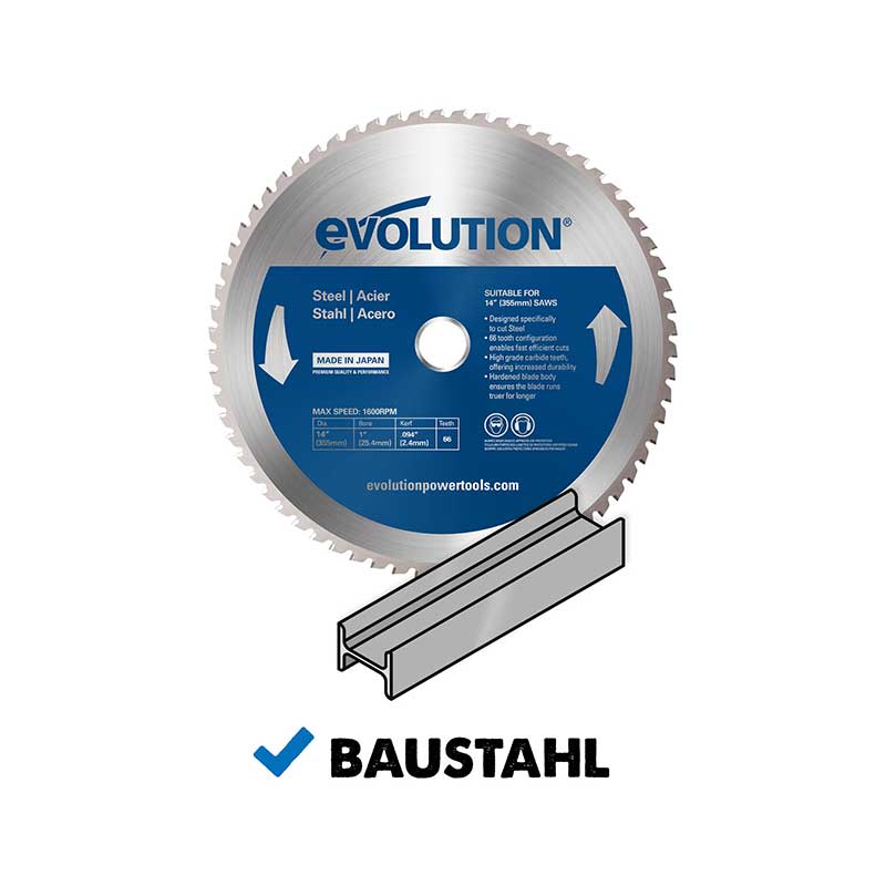 Evolution 255mm Stahl schneidendes 52-Zahn-Gehrungssägeblatt