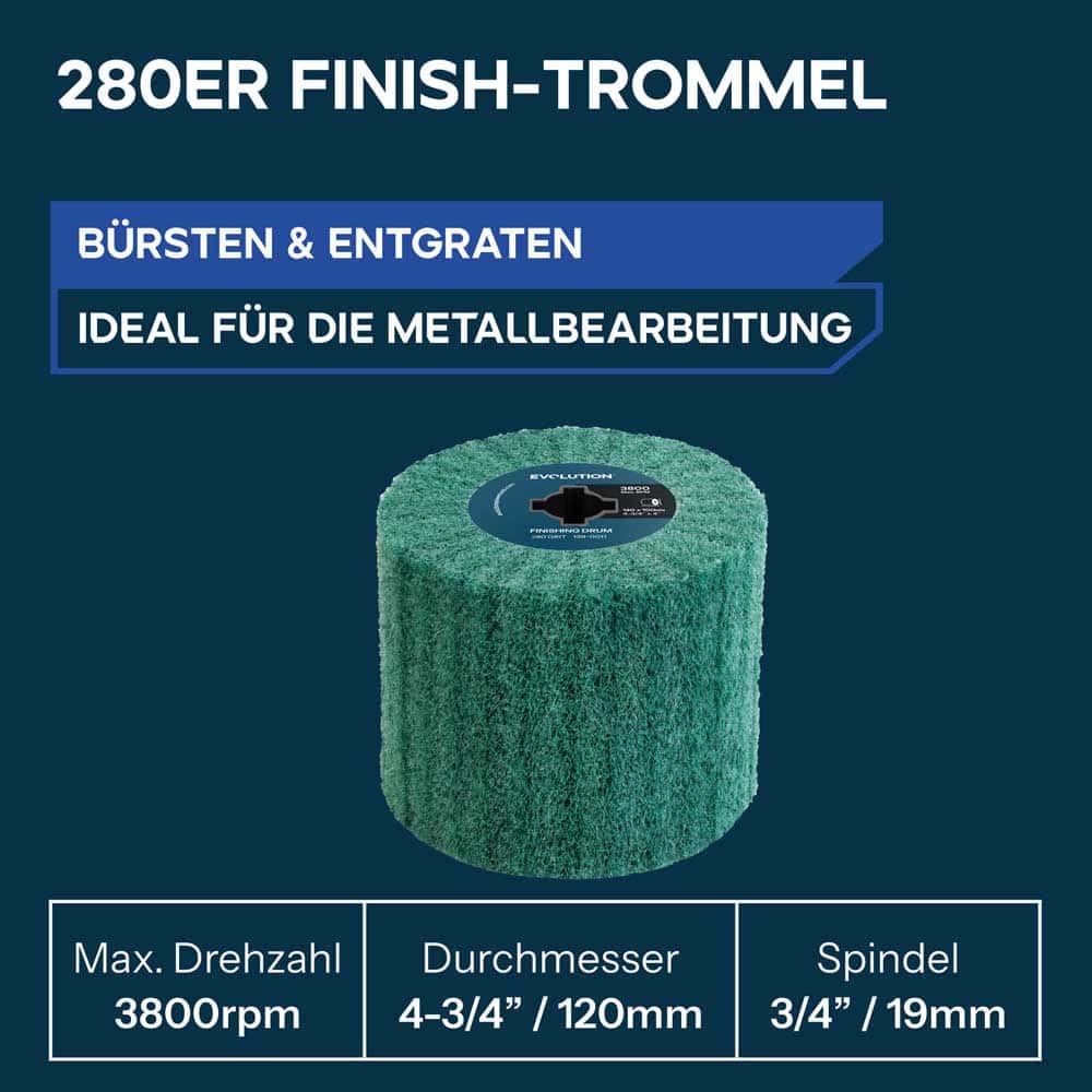 120-mm-Trommeln zum Abisolieren, Schleifen und Polieren für den Akku-Oberflächenbearbeiter Evolution S120SCT-Li
