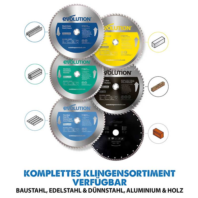 Evolution 355mm Stahl schneidende 66-Zahn-Kappsägeblätter