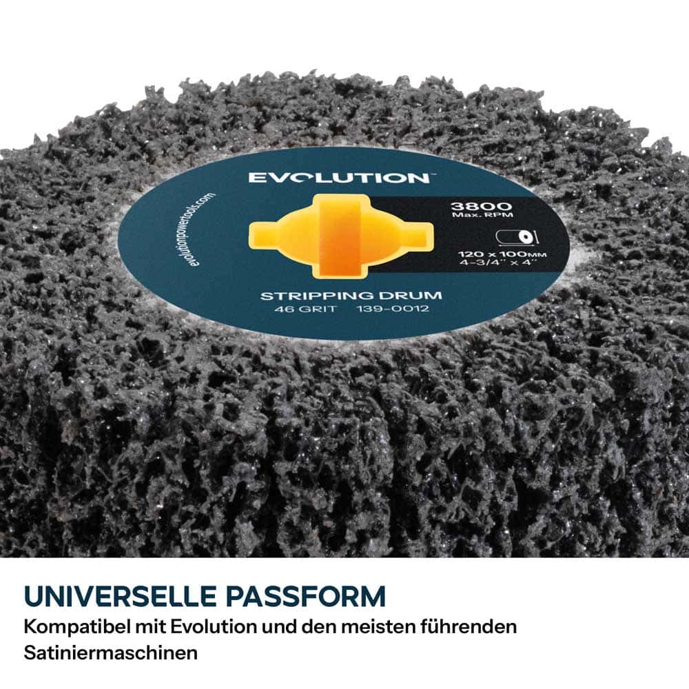 120-mm-Trommeln zum Abisolieren, Schleifen und Polieren für den Akku-Oberflächenbearbeiter Evolution S120SCT-Li