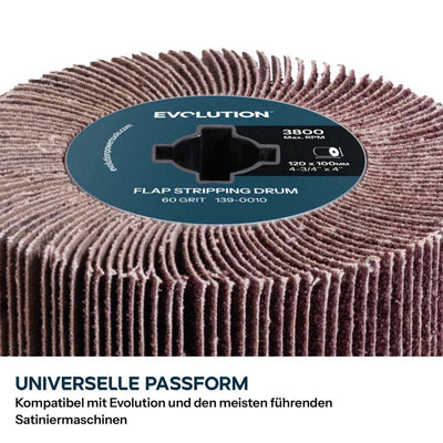 120-mm-Trommeln zum Abisolieren, Schleifen und Polieren für den Akku-Oberflächenbearbeiter Evolution S120SCT-Li