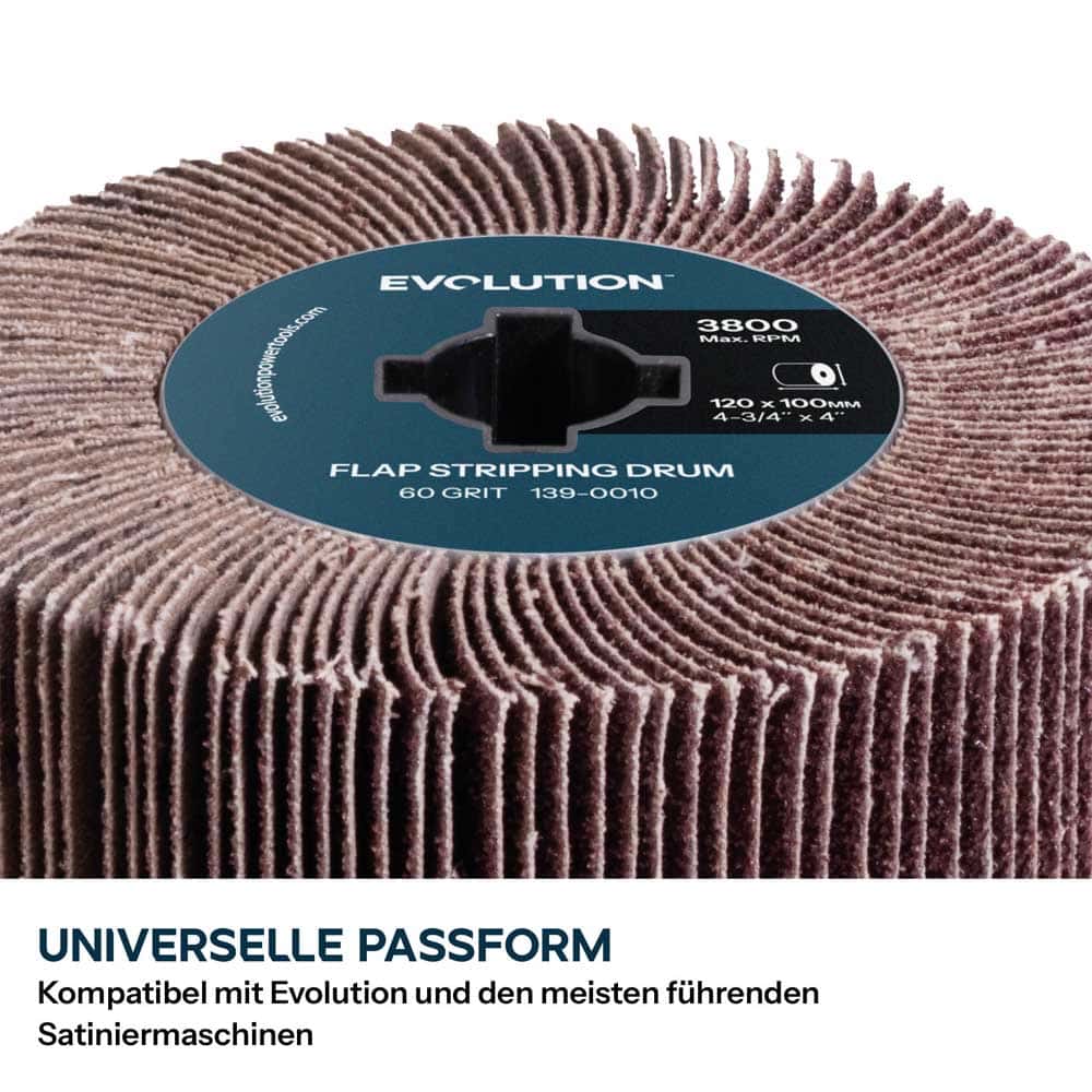 120-mm-Trommeln zum Abisolieren, Schleifen und Polieren für den Akku-Oberflächenbearbeiter Evolution S120SCT-Li