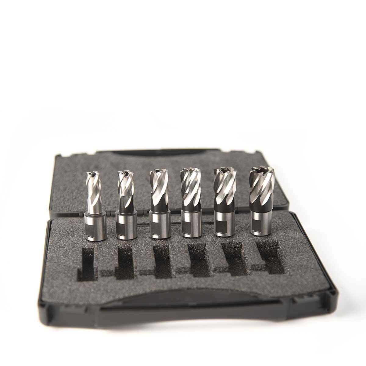 Evolution Kernbohrer Paket, Magnetbohrer-Ringschneider, 6-teiliges Set, 25 mm Tiefe, mit 19-mm-Weldon-Schaft