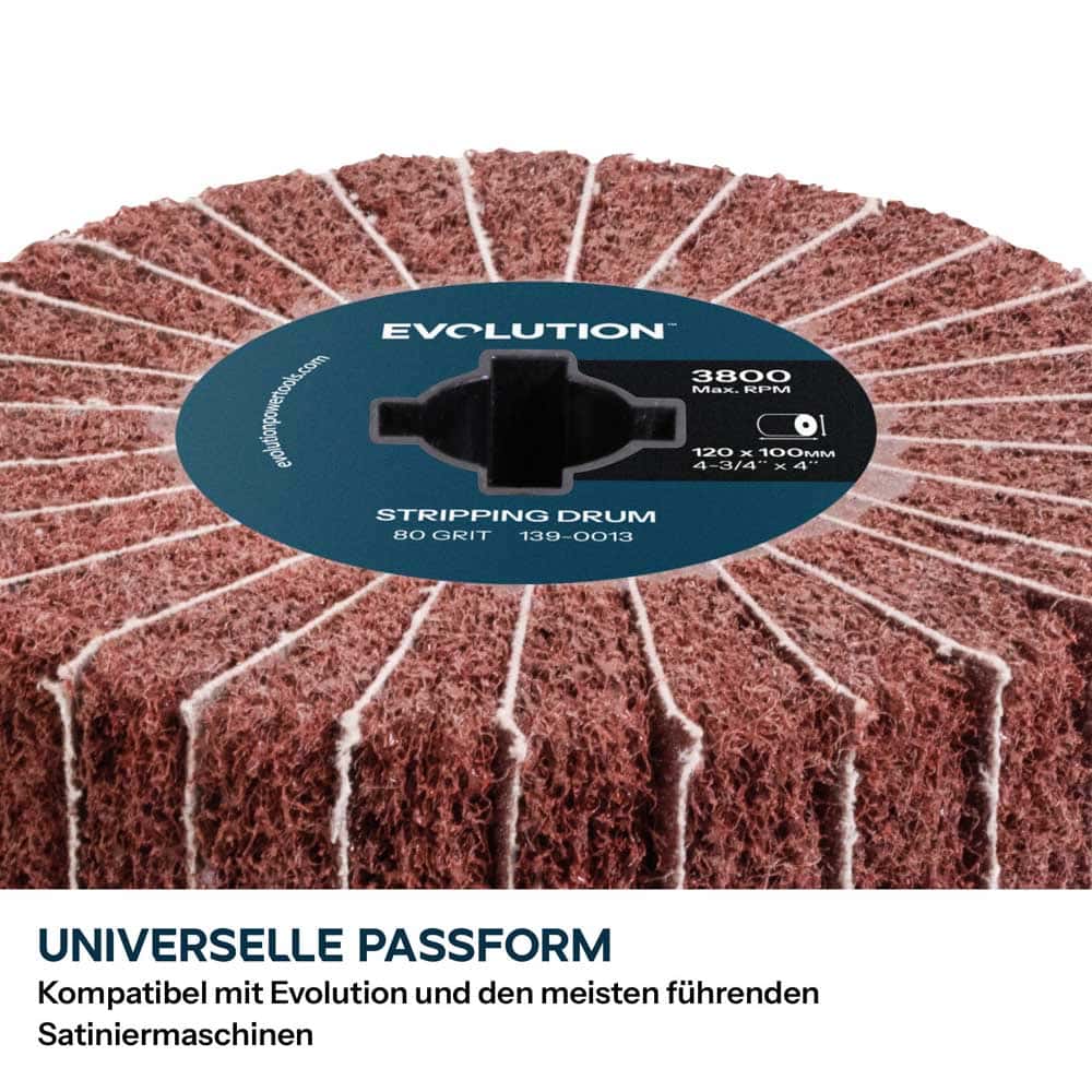 120-mm-Trommeln zum Abisolieren, Schleifen und Polieren für den Akku-Oberflächenbearbeiter Evolution S120SCT-Li