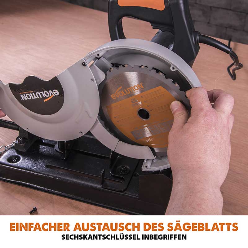 Evolution RAGE4 185mm Kappsäge mit TCT-Multi-Material-Sägeblatt