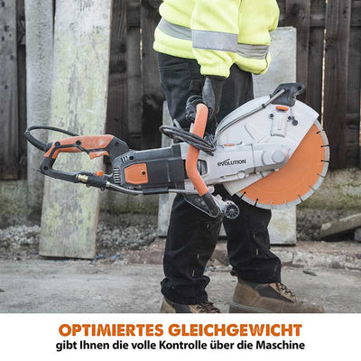 Evolution R300DCT+ 300mm Elektrische Betonsäge Trennschleifer mit Diamantblatt und Wasserstaubunterdrückung