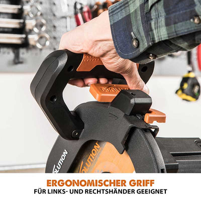 Evolution R185SMS+ 185mm Schiebe-Kapp- und Gehrungssäge mit TCT-Multi-Material-Sägeblatt