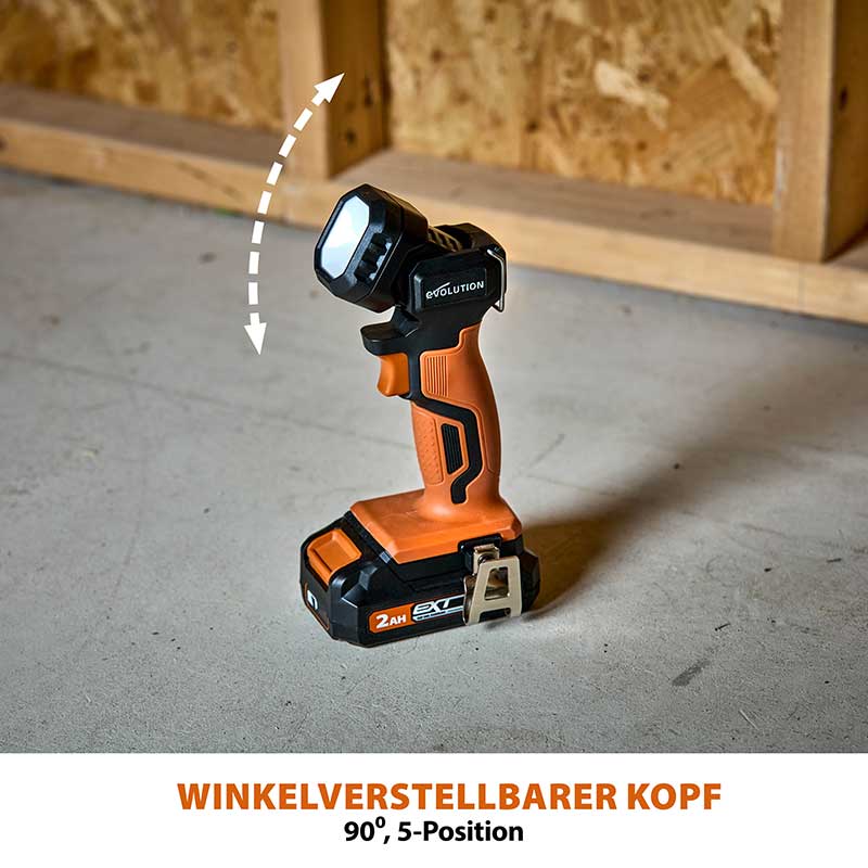 Evolution Kabellose R1000TOR-Li 1000 Lumen Arbeits-Taschenlampe 18V-Li-Ion EXT