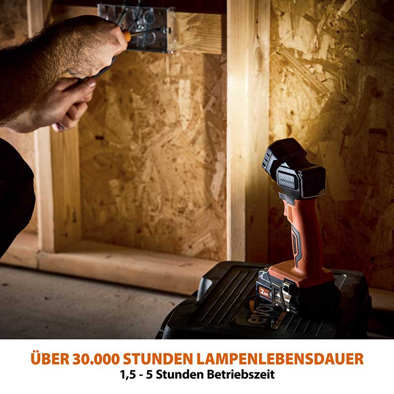 Evolution Kabellose R1000TOR-Li 1000 Lumen Arbeits-Taschenlampe 18V-Li-Ion EXT