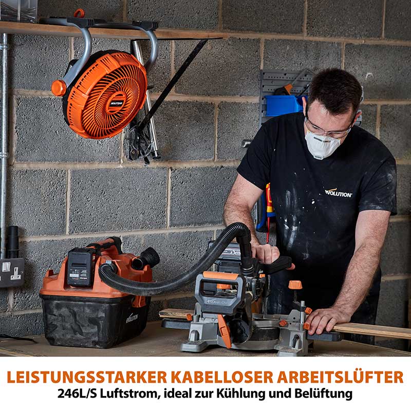 Evolution kabelloser R240FAN-Li Arbeitslüfter 18V-Li-Ion EXT