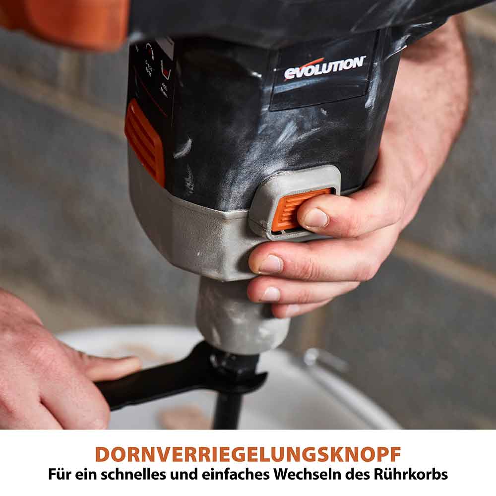 Evolution R120MXR-Li Akkubetriebener 18V-Li-Ion-EXT-Mischer mit Akku und Ladegerät mit 120mm-Multi-Mix-Rührer