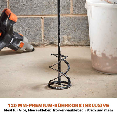 Evolution R120MXR-Li Akkubetriebener 18V-Li-Ion-EXT-Mischer (ohne Akku) mit 120mm-Multi-Mix-Rührer