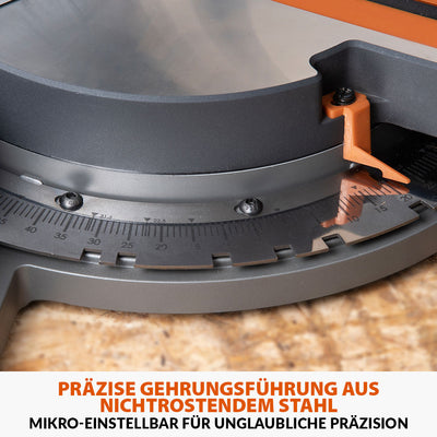Evolution R255SMS-DB-Li, kabellose, bürstenlose 36-Volt-Gehrungssäge mit Doppelgehrungsneigung, 255-mm-Multi-materialsägeblatt  und optionalen 2x 5-Ah-Akkus und Doppelanschluss-Ladegerät