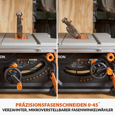 Evolution Tragbare Tischkreissäge mit 255mm TCT-Multimaterialsägeblatt, für Profis und Heimwerker (230v) | R255TBL
