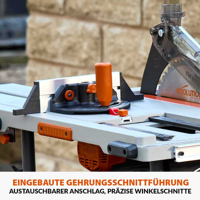 Evolution Tragbare Tischkreissäge mit 255mm TCT-Multimaterialsägeblatt, für Profis und Heimwerker (230v) | R255TBL