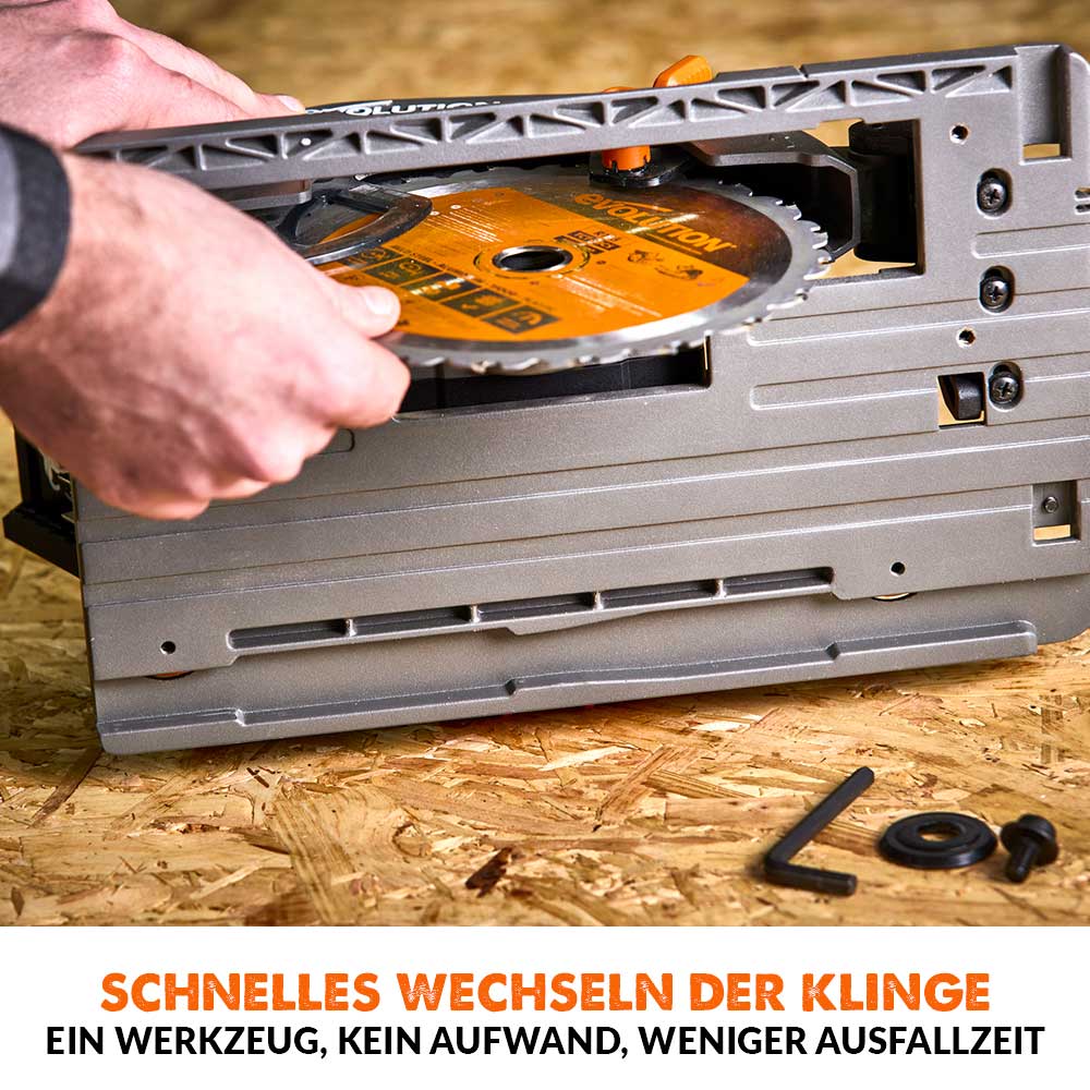 Evolution R185CCSX-Li Akku-Handkreissäge, 18V, Li-Ion EXT Schienen-kompatible Kreissäge mit 185mm Multi-Material-Sägeblatt