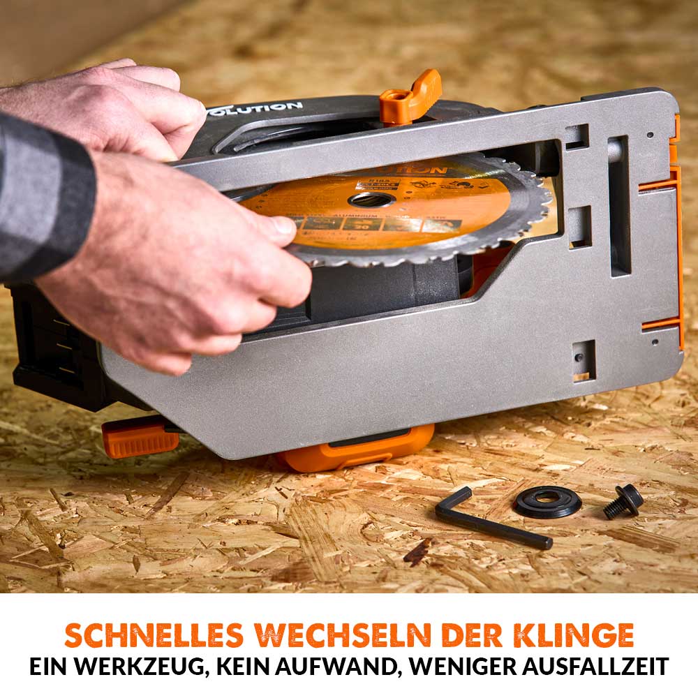 Evolution R185CCS-Li Kabellose, Bürstenlose, 18V, Li-Ion EXT Kreissäge mit 185mm Multi-Material-Sägeblatt