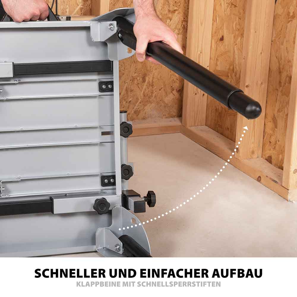 Evolution R355CPS 355mm Kaltkreissäge mit TCT-Multi-Material-Sägeblatt und Universal-Kappsägeständer