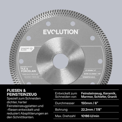 150mm Porcelain & Tile Diamant Mini Disc Trennscheibe - 22.2mm Scheibenbohrung
