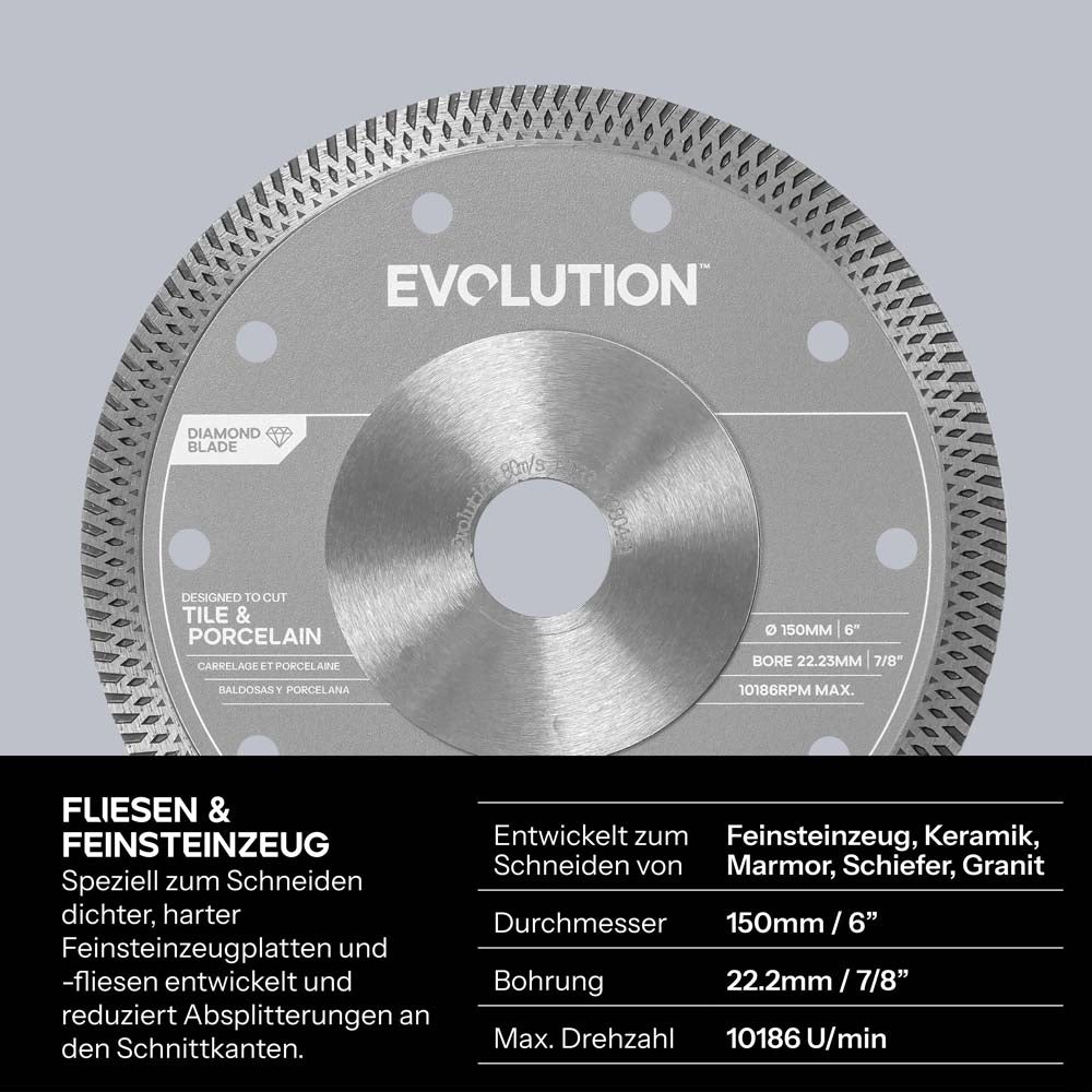 150mm Porcelain & Tile Diamant Mini Disc Trennscheibe - 22.2mm Scheibenbohrung