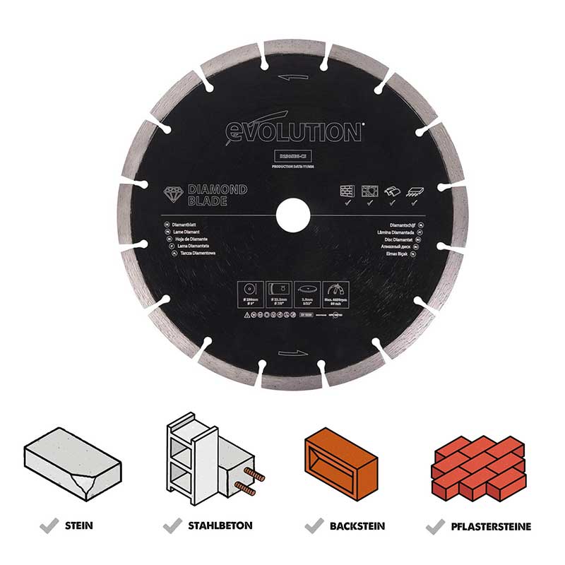 Evolution 230mm diamantbeschichtete Segmentrand-Trennscheibe