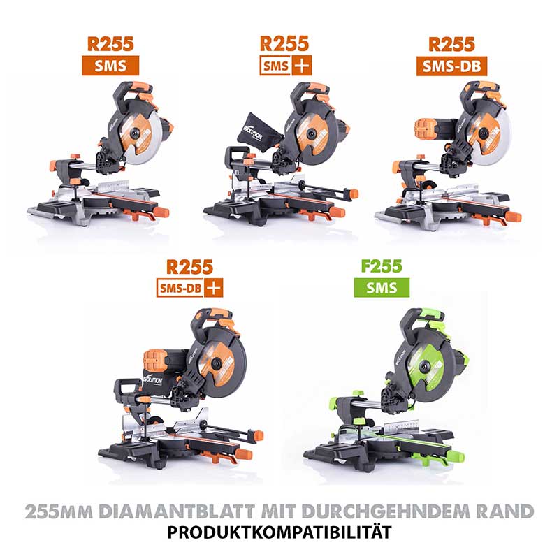 Evolution 255mm durchgehender Rand, Diamantsägeblatt für Gehrungssägen