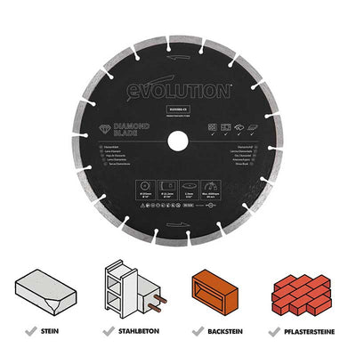 Evolution 255mm Trennscheibe mit diamantbeschichtetem Segmentrand
