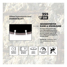 Evolution 255mm Trennscheibe mit diamantbeschichtetem Segmentrand