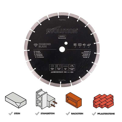 Evolution 300mm diamantbeschichtete Segmentrand-Trennscheibe Betonsägeblatt Diamanttrennscheibe