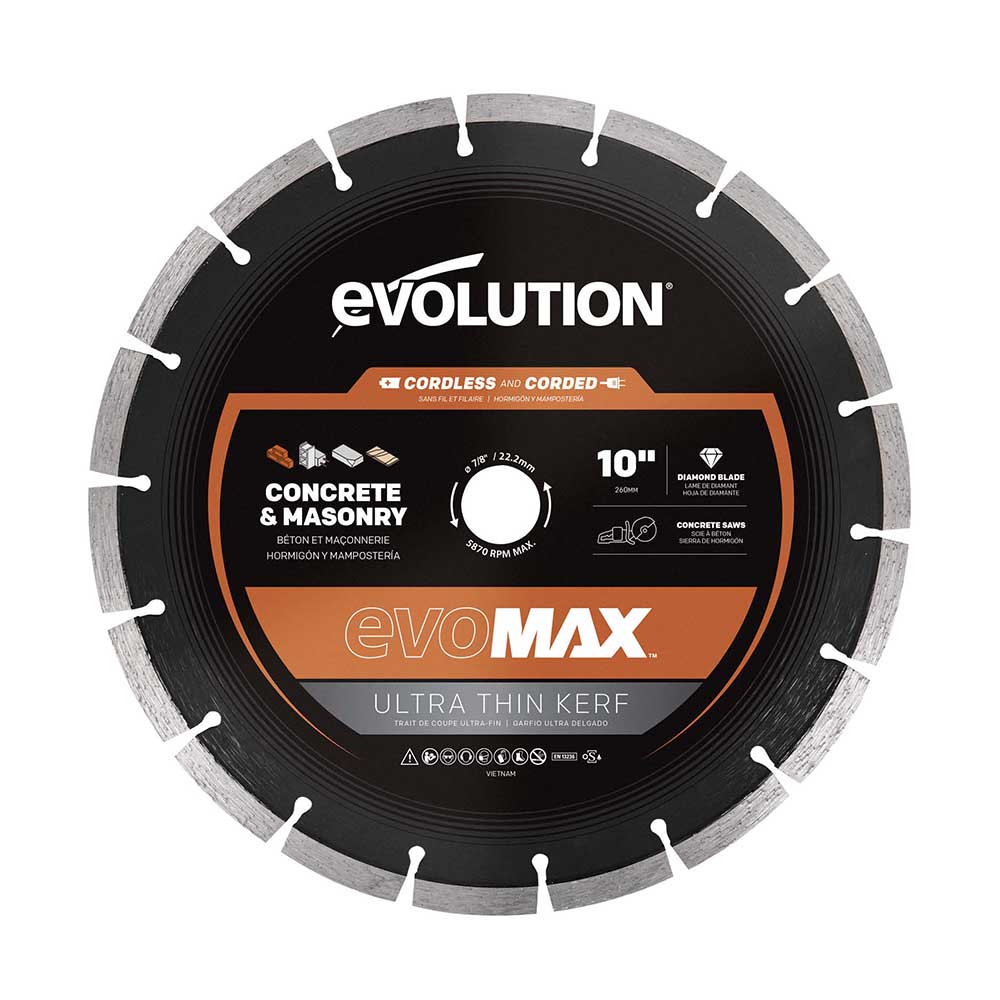 EVOMAX 260mm  Premium-Diamantscheibe Ultra-Thin-Kerf Cordless Betonsägeblatt