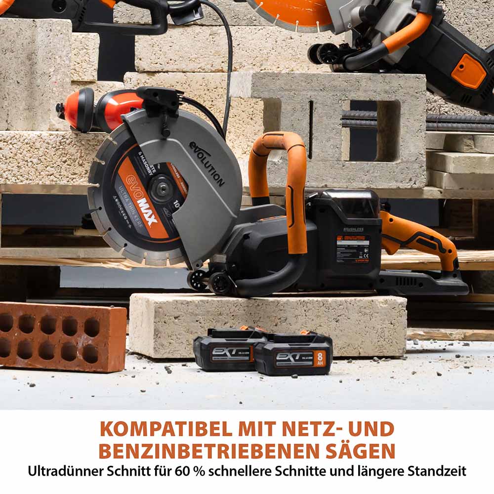 EVOMAX 260mm  Premium-Diamantscheibe Ultra-Thin-Kerf Cordless Betonsägeblatt