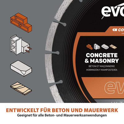 EVOMAX 260mm  Premium-Diamantscheibe Ultra-Thin-Kerf Cordless Betonsägeblatt