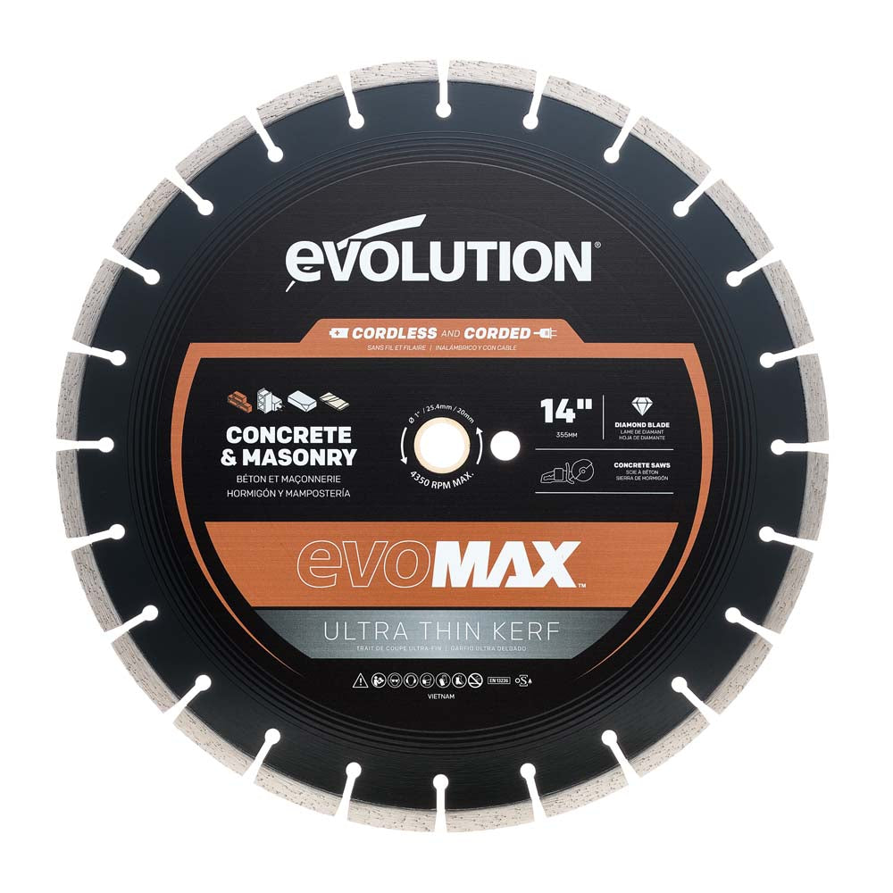 EVOMAX 350mm  Premium-Diamantscheibe Ultra-Thin-Kerf Cordless Betonsägeblatt (Copy)