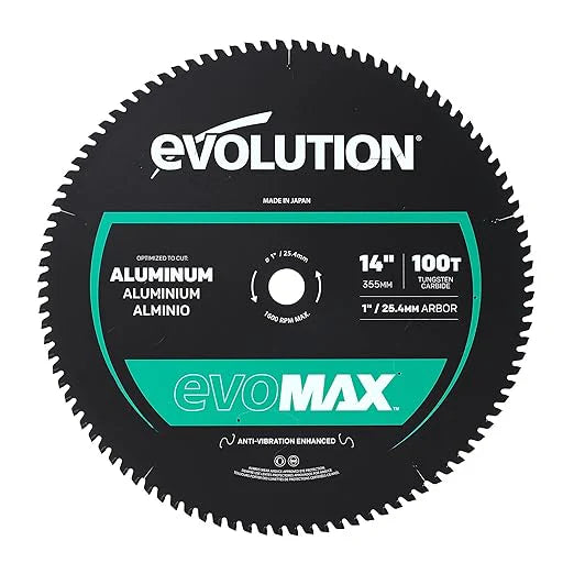 EVOMAX 355mm 100-Zahn Hartmetall-Sägeblatt für professionelle Schwerlast-Aluminiumbearbeitung