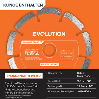 Evolution 150mm Endurance Mini Disc Diamant-Trennscheibe - 22,2 mm Bohrung