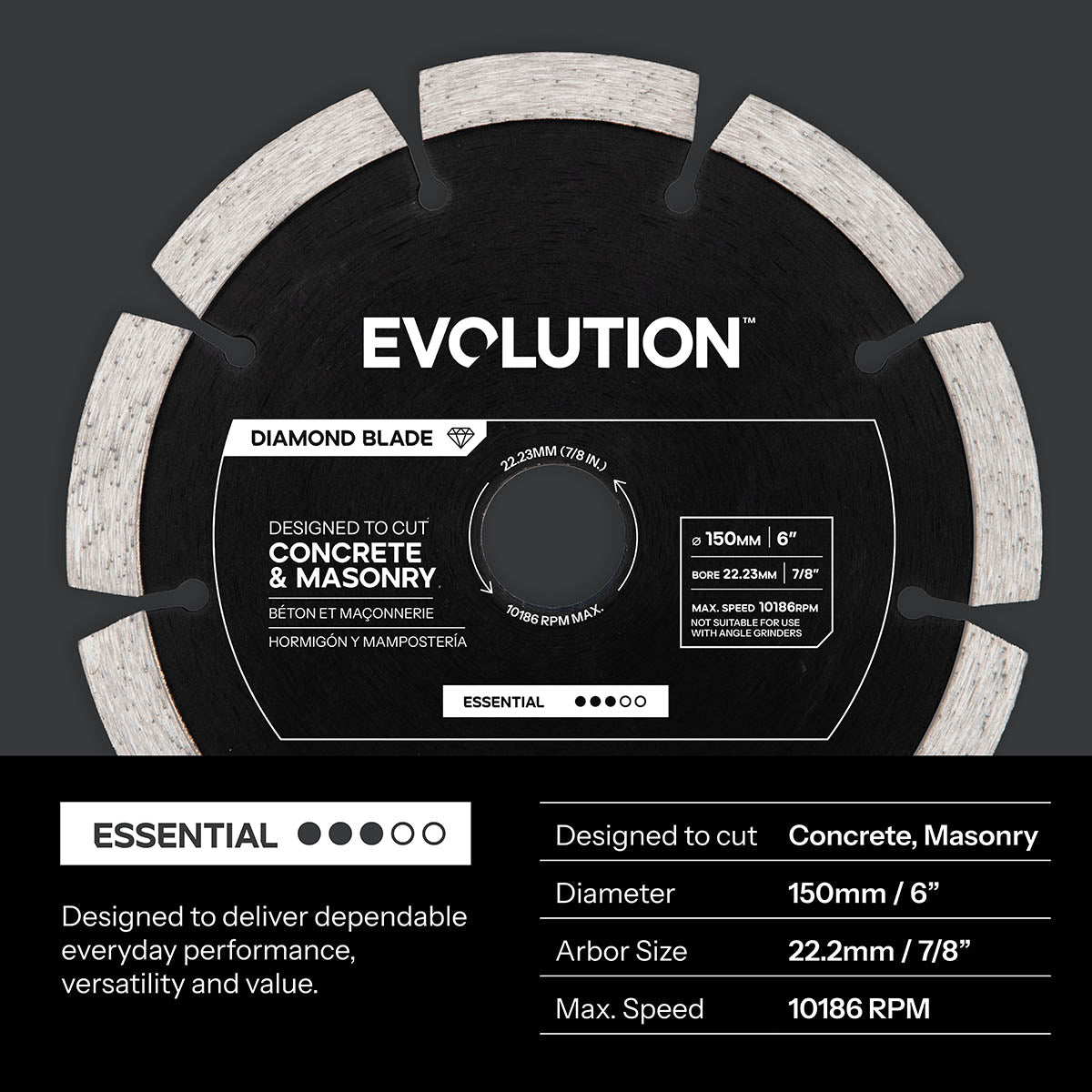 150 mm Essential Mini Disc Diamant-Betontrennscheibe - 22,2 mm Bohrung
