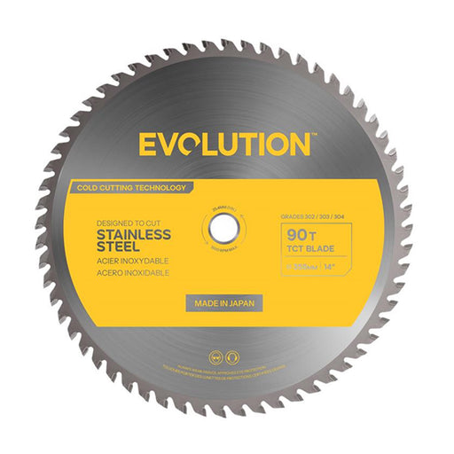 Evolution 355mm Edelstahlschneidklinge mit 90 Zähnen, TCT-Trennsägeblatt G2