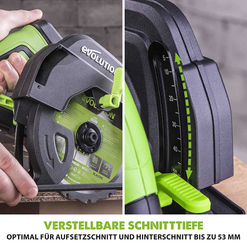 Evolution F165CCSL 165mm Handkreissäge mit TCT-Multi-Material-Sägeblatt
