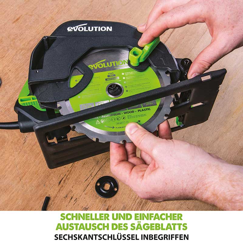 Evolution F165CCSL 165mm Handkreissäge mit TCT-Multi-Material-Sägeblatt